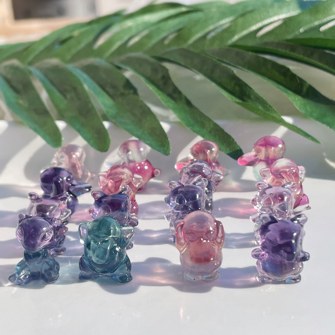 Rainbow Fluorite Mini Pokemen Carvings