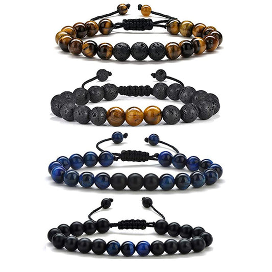 Tiger Eye Black Agate Turquoise 8mm Bead Bracelets