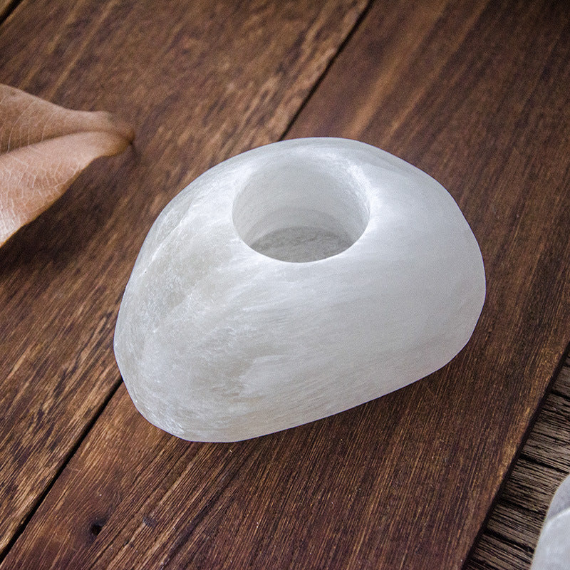 Selenite Oval Candle Holder Ornaments