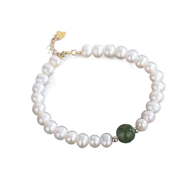 Freshwater Pearls Jade Ethnic Style 6mm Bead Bracelets