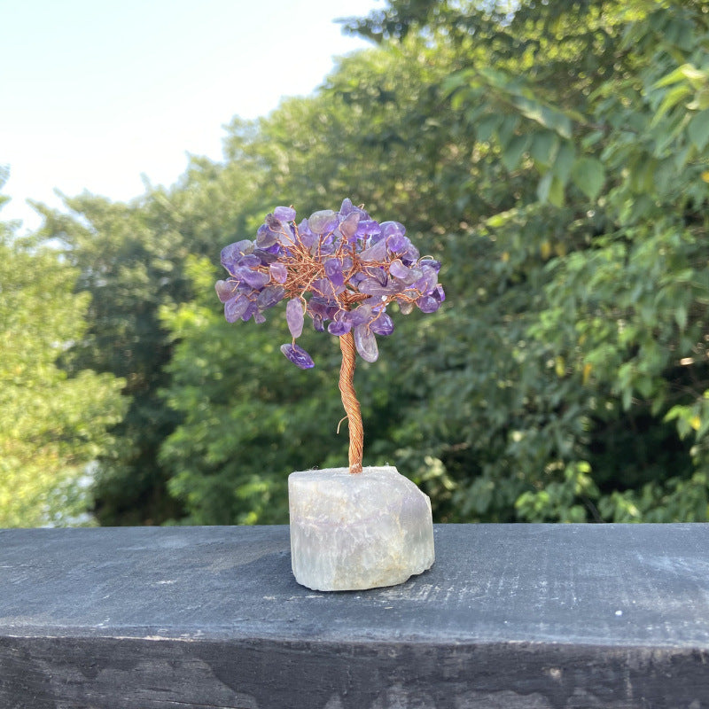 Crystal Chip Lucky Tree with Rough Fluorite Base Ornaments