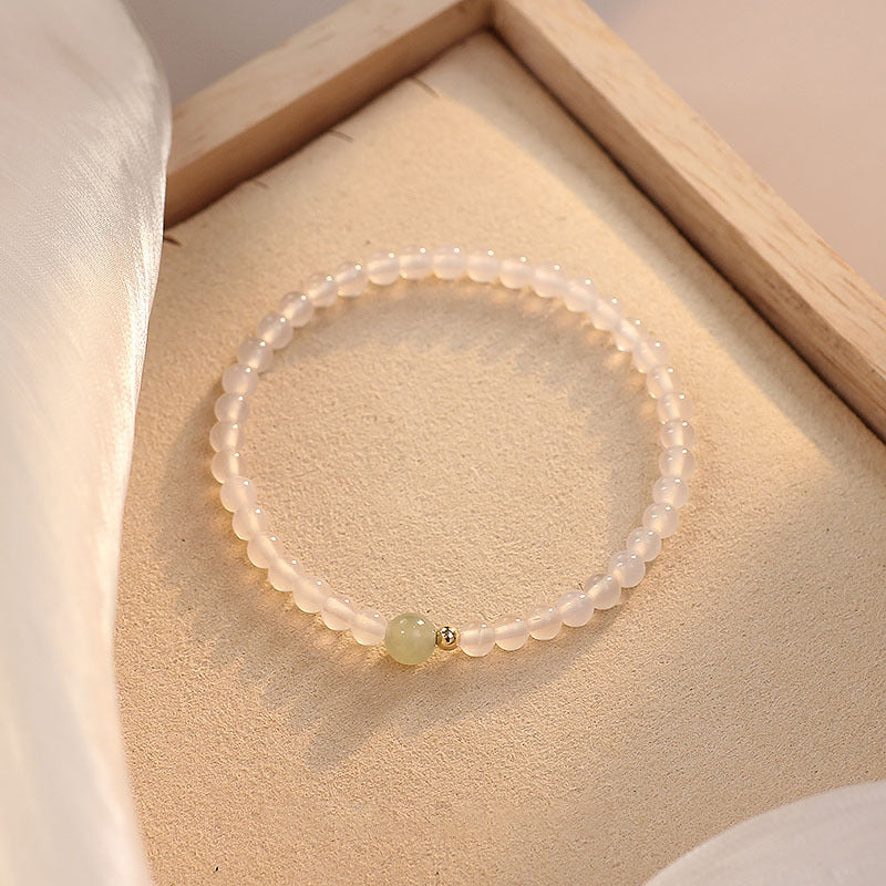 White Agate Jade 4mm Bead Bracelets