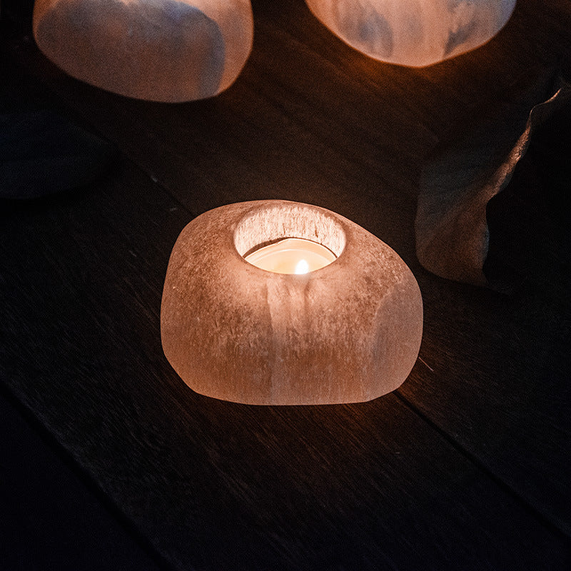 Selenite Oval Candle Holder Ornaments