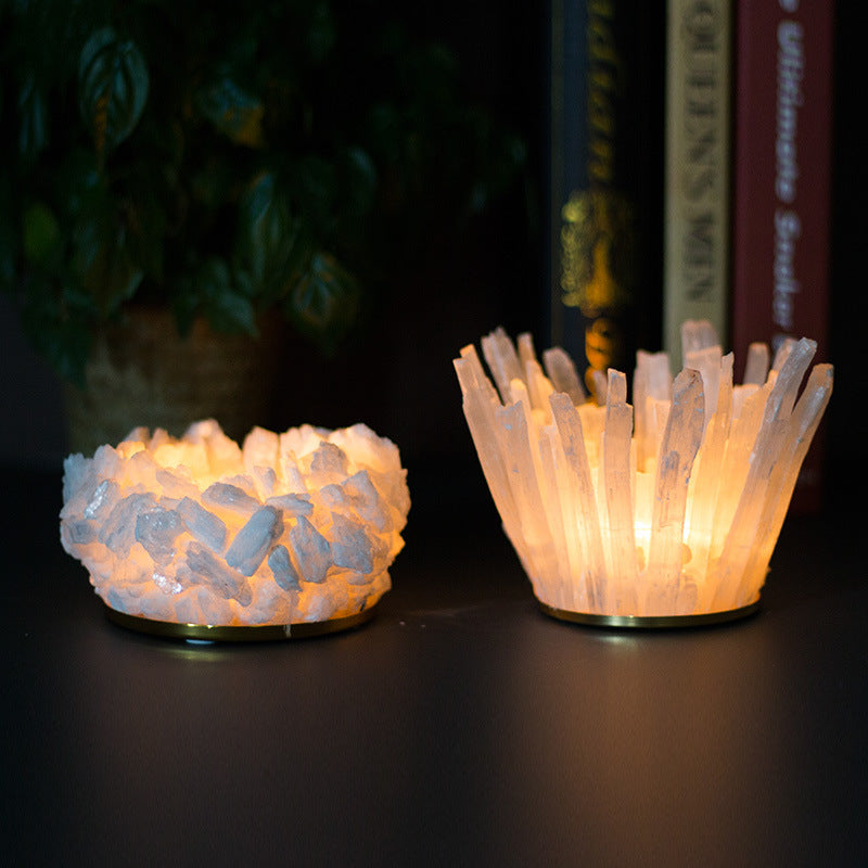 Selenite Wand Gravel Candle Holder Bedside Ornaments