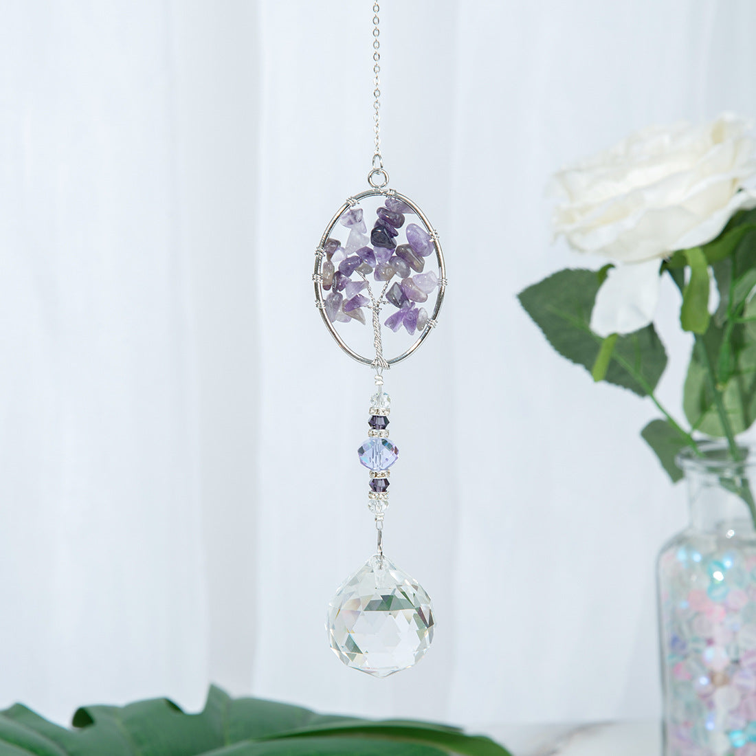 Amethyst Chip Life Tree Pendant Suncatcher Ornaments