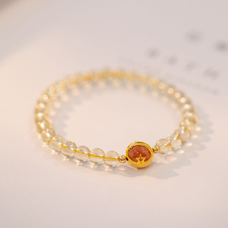 Citrine/ Golden Rutile Quartz Bead Bracelets