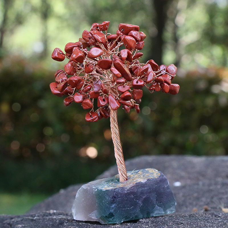 Crystal Chip Lucky Tree with Rough Fluorite Base Ornaments