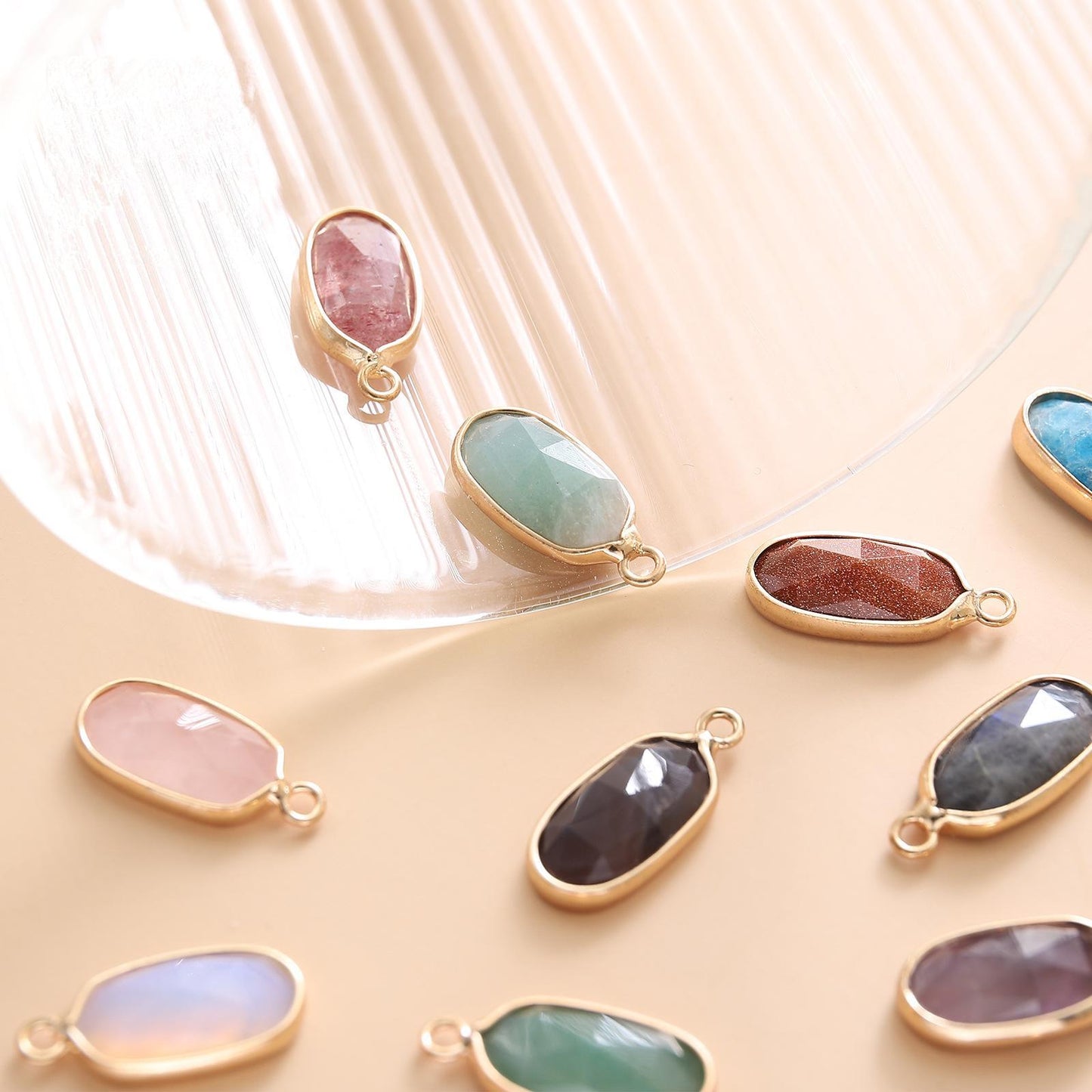 Oval Crystal Irregular Cut Pendants for Necklace