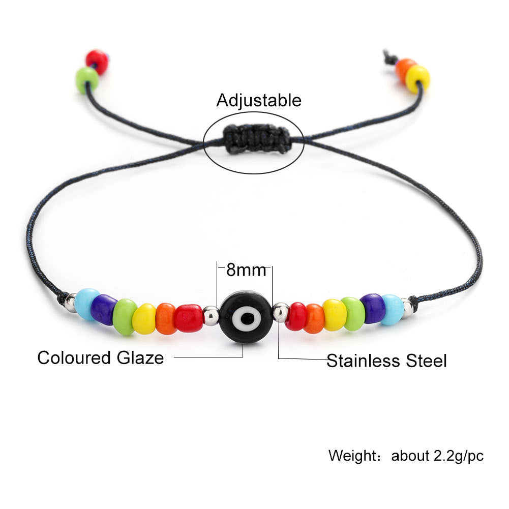 Evil Eye 7 Chakra Rainbow Color Bead Bracelets