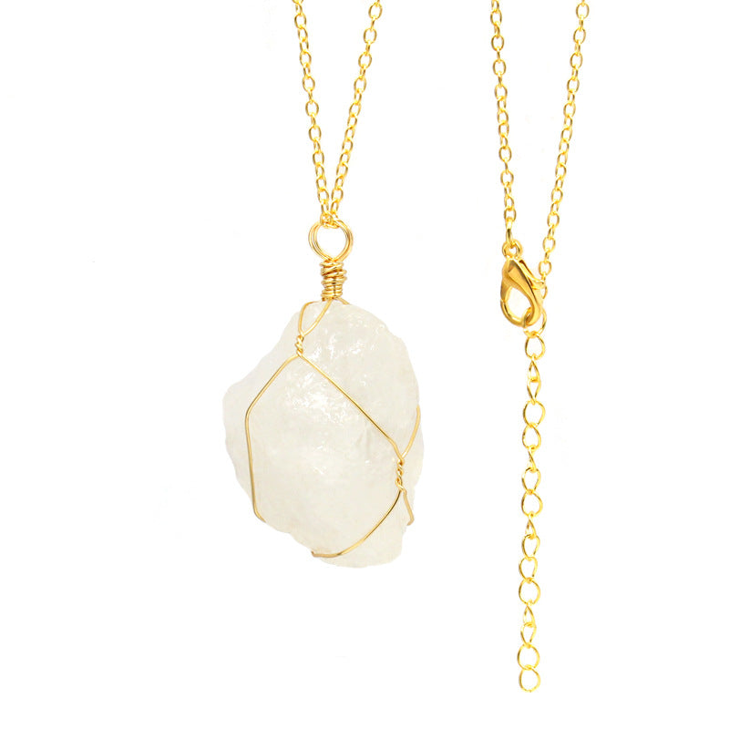 Rough Crystal Stone Pendant Necklaces