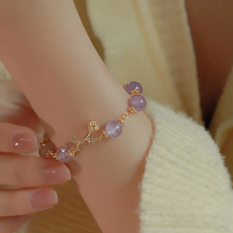 Amethyst 14K Gold Gilt 8mm Bead Bracelets