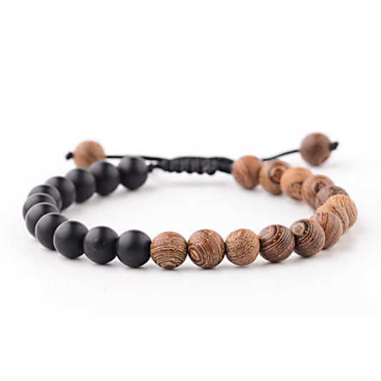 8mm Wooden Mixed Crystal Bead Bracelets