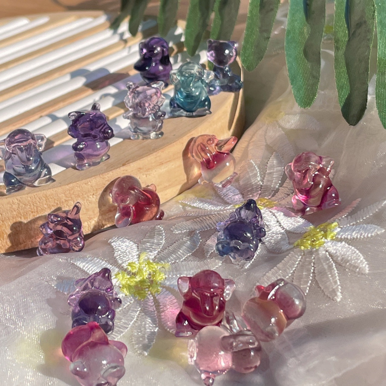 Rainbow Fluorite Mini Pokemen Carvings