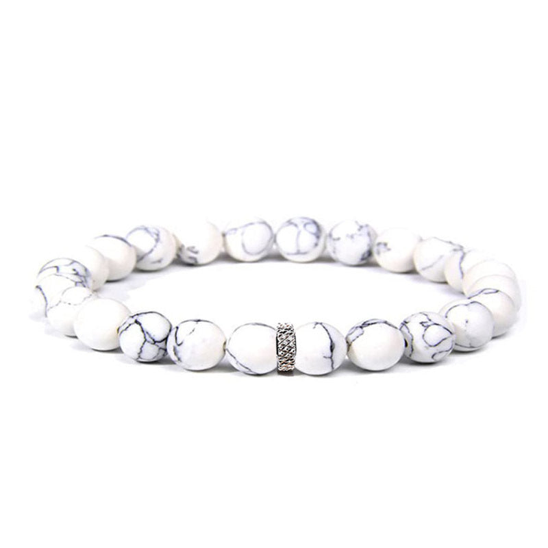 8mm Crystal Bead with Stainless Ring Bead Bracelets