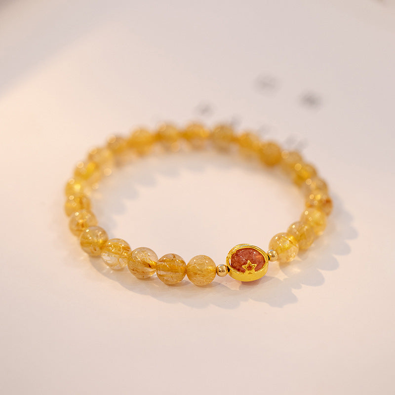 Citrine/ Golden Rutile Quartz Bead Bracelets