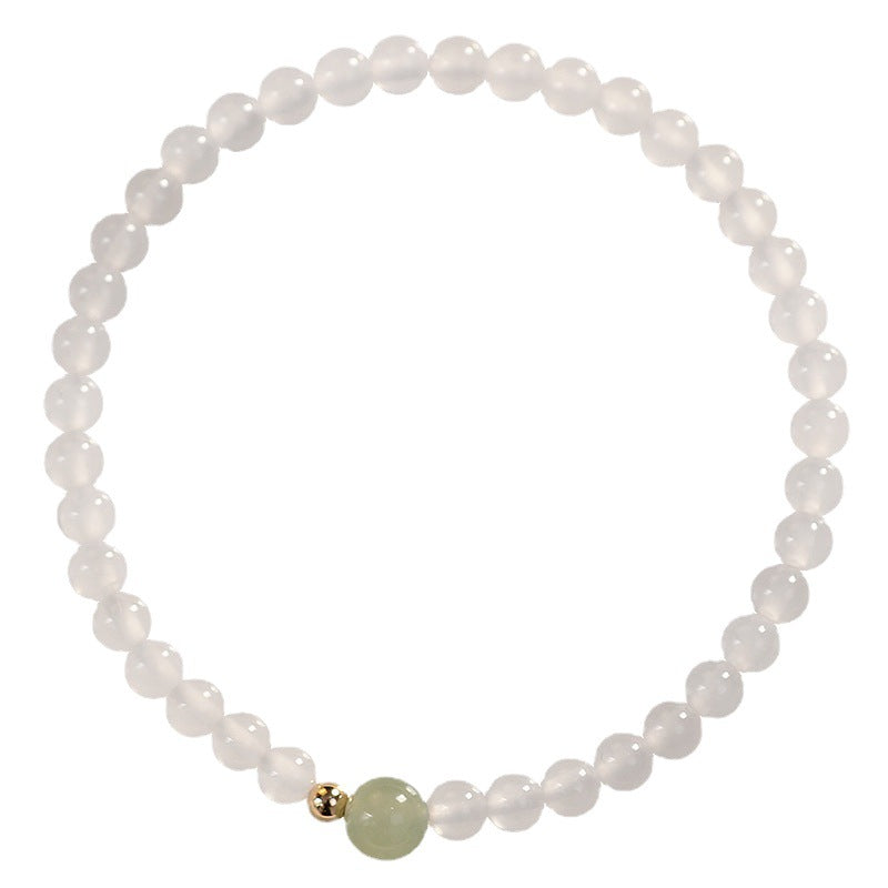 White Agate Jade 4mm Bead Bracelets