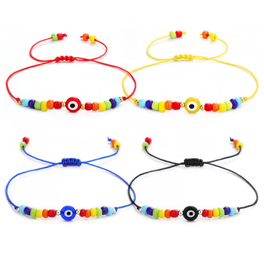 Evil Eye 7 Chakra Rainbow Color Bead Bracelets