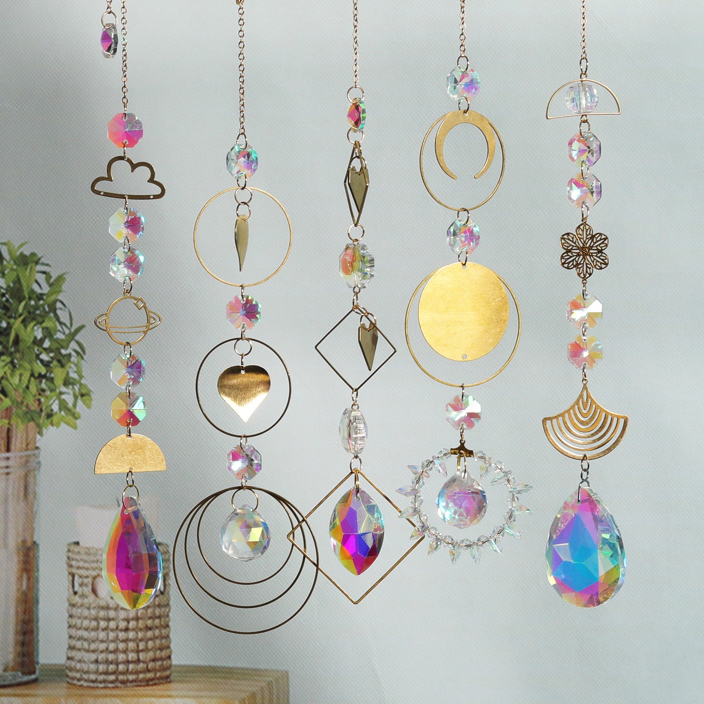 Metal Slice Chain Colorful Pendant Suncatcher Ornaments