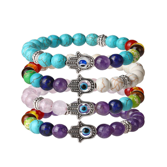 8mm Palm Eye 7 Chakra Crystal Bead Bracelets