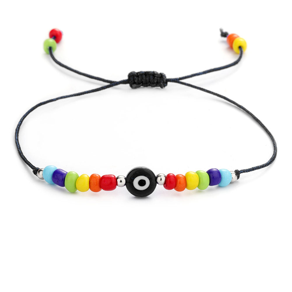 Evil Eye 7 Chakra Rainbow Color Bead Bracelets