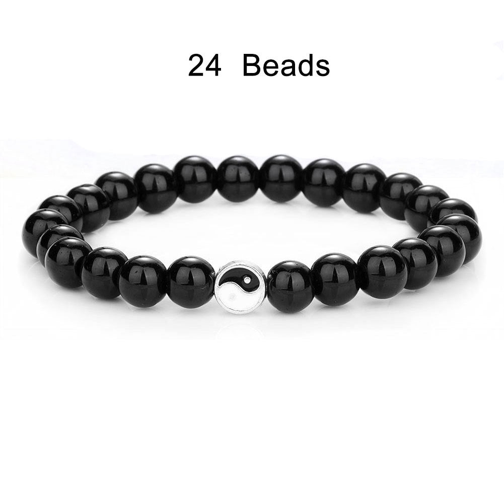 Taichi Tiger Eye Black Matte Daoism Crystal Bead Bracelets