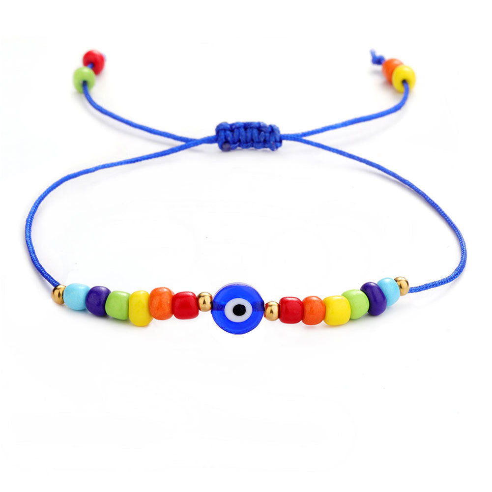 Evil Eye 7 Chakra Rainbow Color Bead Bracelets