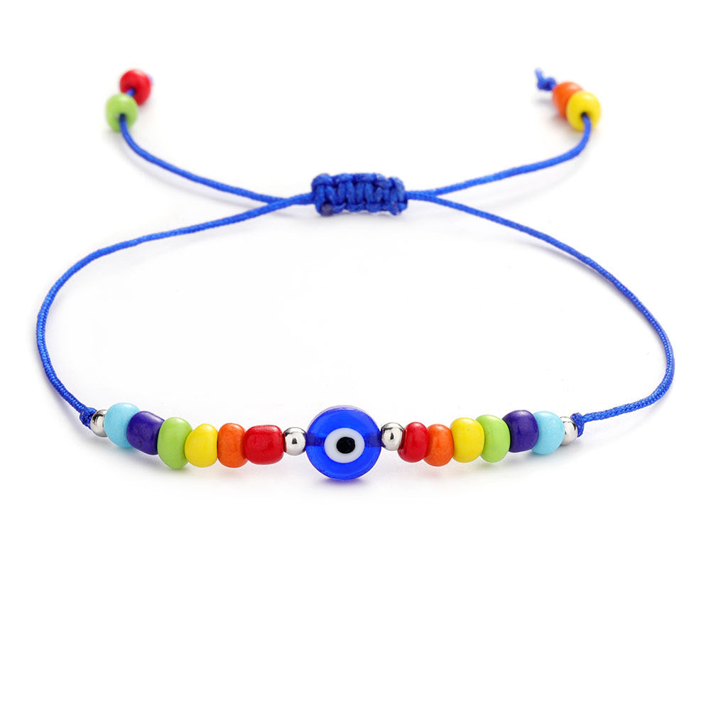 Evil Eye 7 Chakra Rainbow Color Bead Bracelets