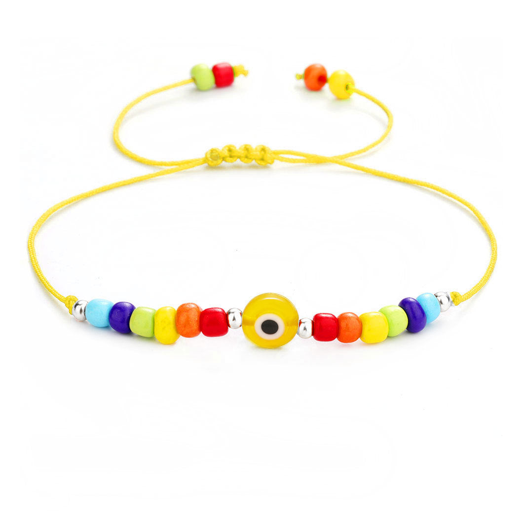 Evil Eye 7 Chakra Rainbow Color Bead Bracelets