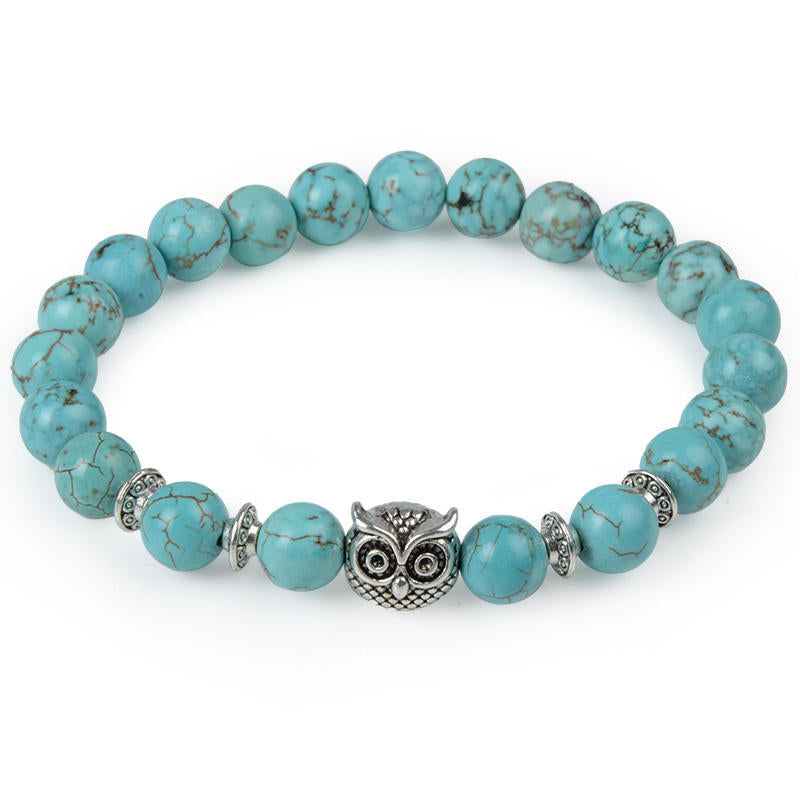 4 Materials of Owl 8mm Crystal Bead Bracelets