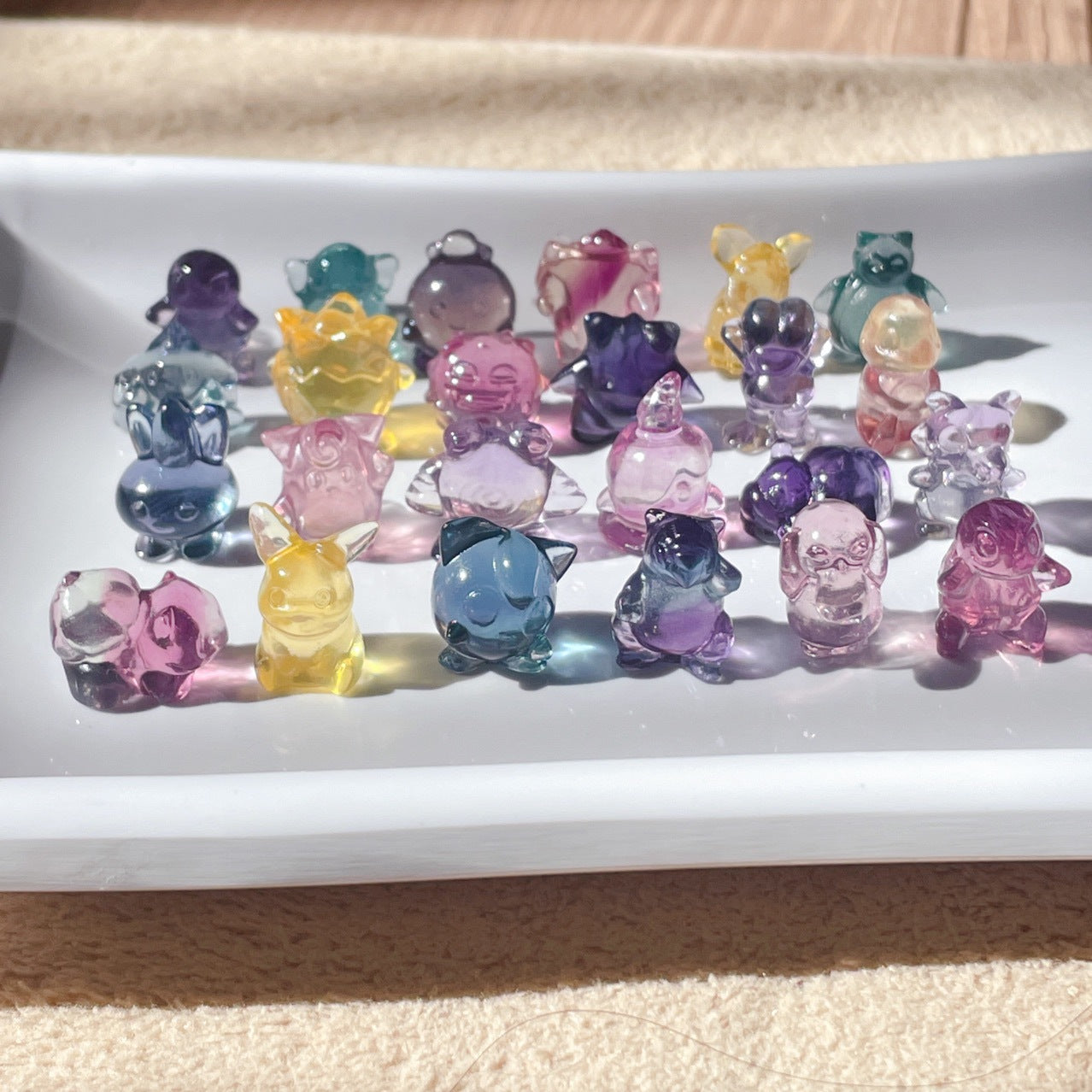 Rainbow Fluorite Mini Pokemen Carvings