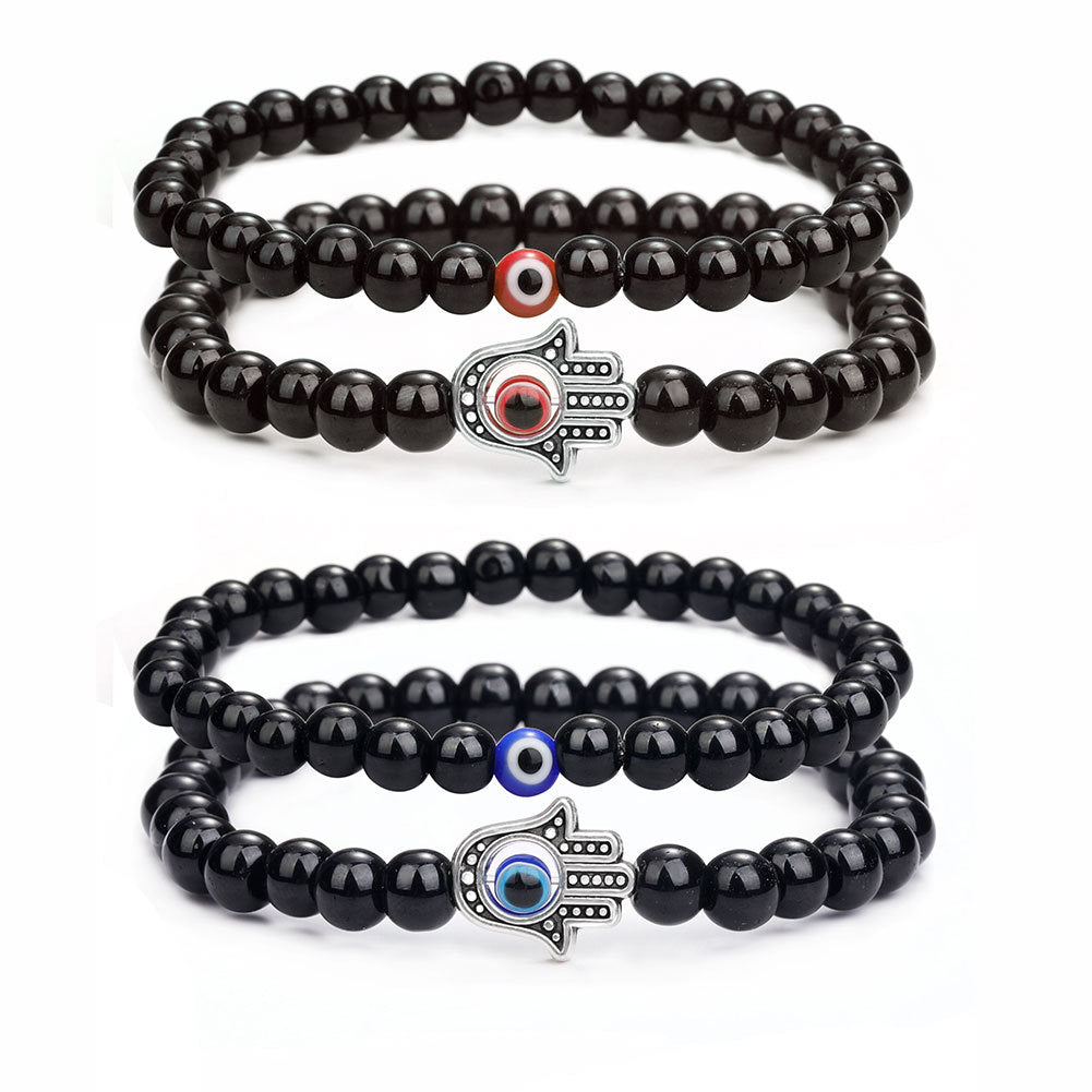 Evil Eye Palm Eye Howlite Black Glass Bracelets