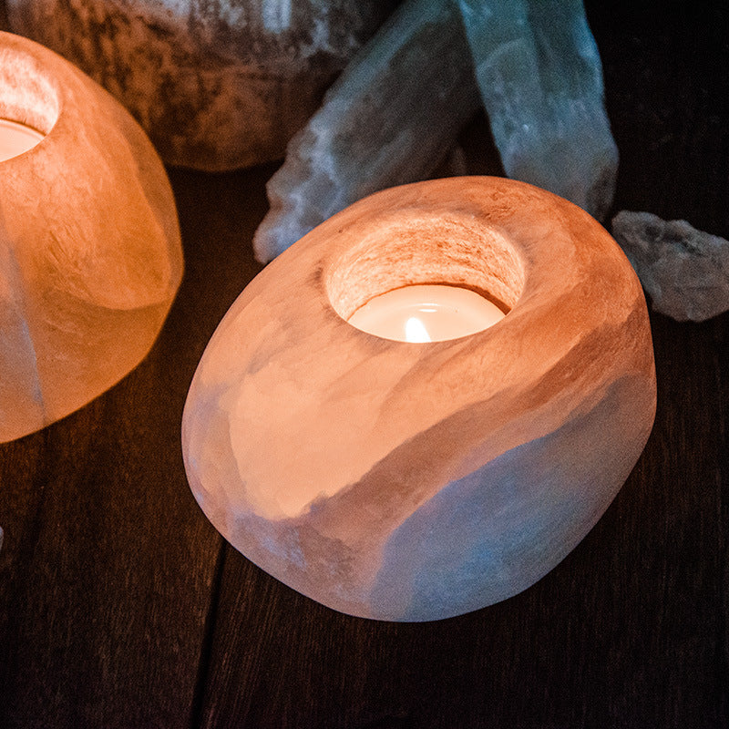 Selenite Oval Candle Holder Ornaments