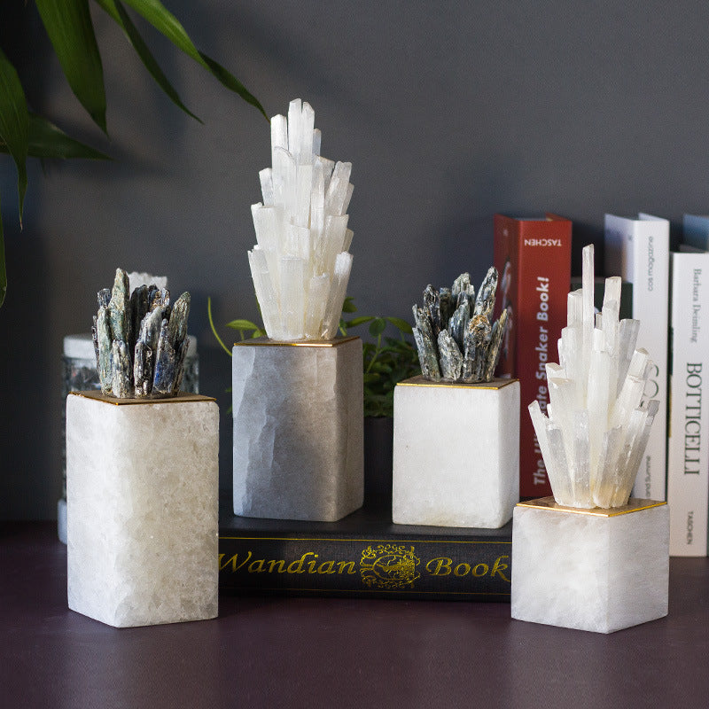 Selenite Kyanite Clear Quartz Flower Ornaments