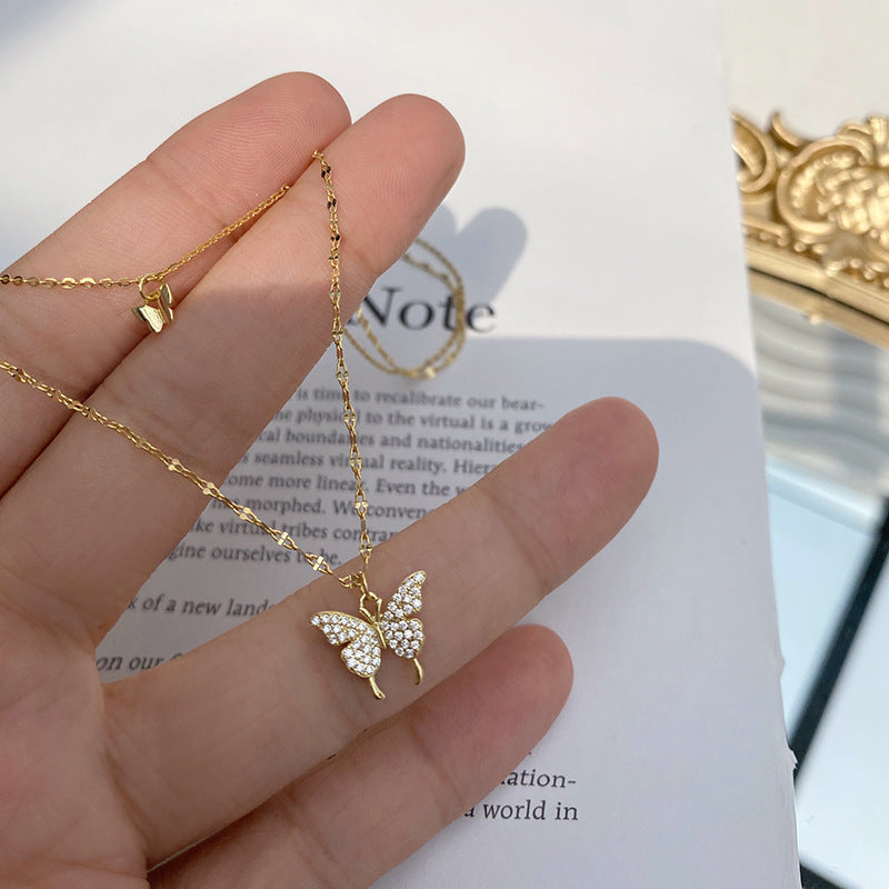 S925 Butterfly Double Layer Necklaces