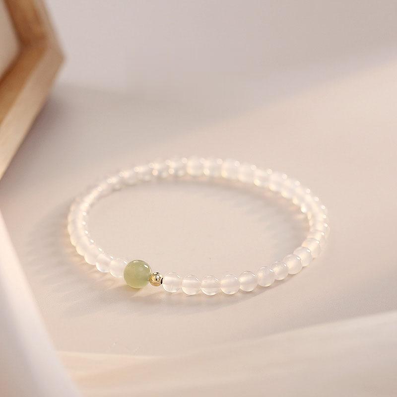 White Agate Jade 4mm Bead Bracelets