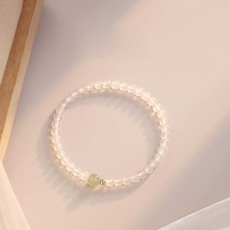 White Agate Jade 4mm Bead Bracelets