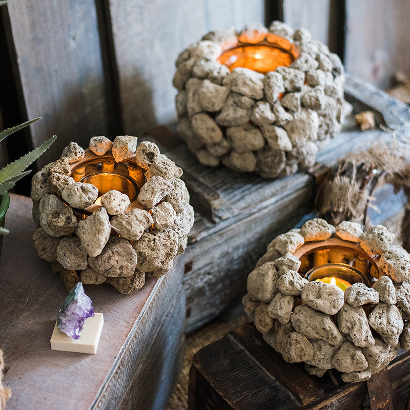 Volcano Stone Lava Stone Candle Holder Ornaments