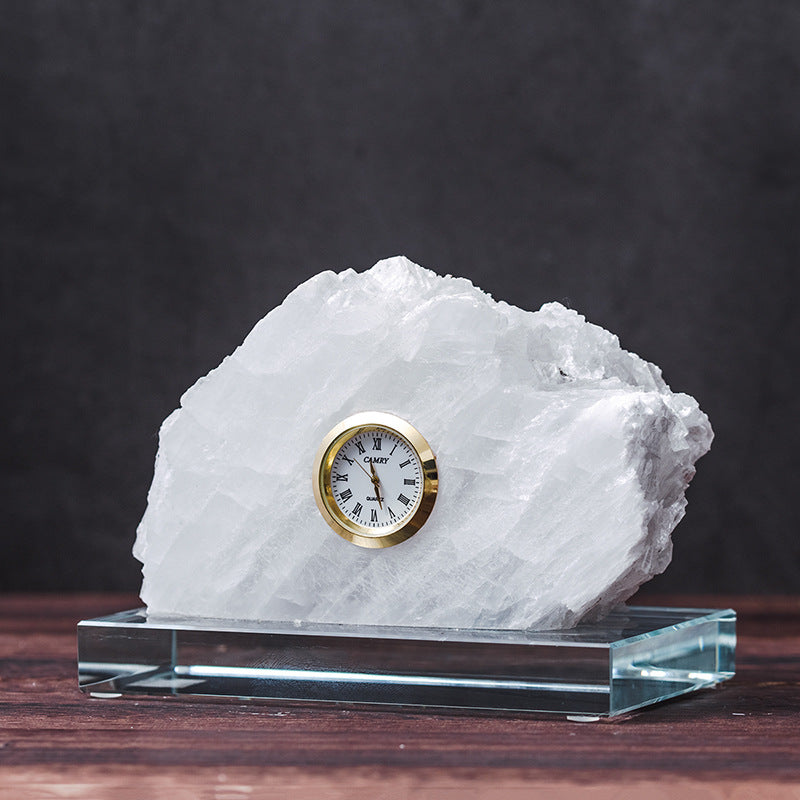 Clear Selenite Clock Table Ornaments