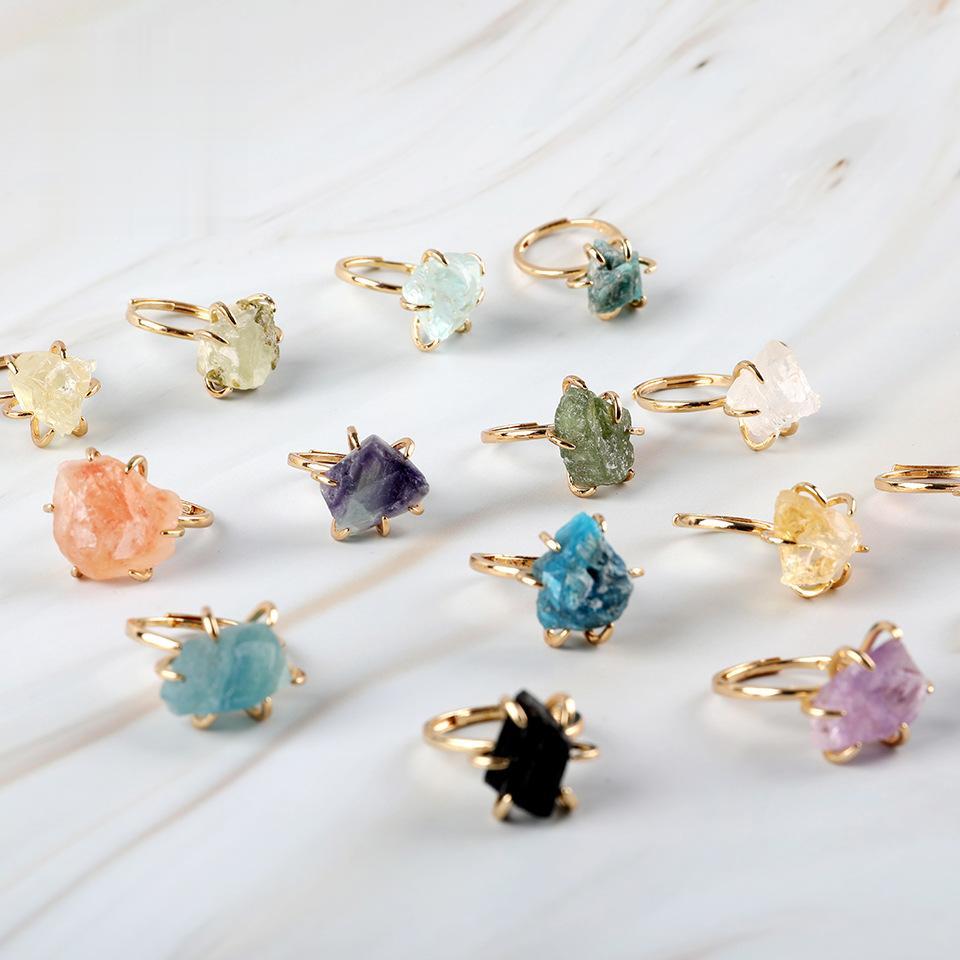 Rough Crystal Semi Precious Stone Rings