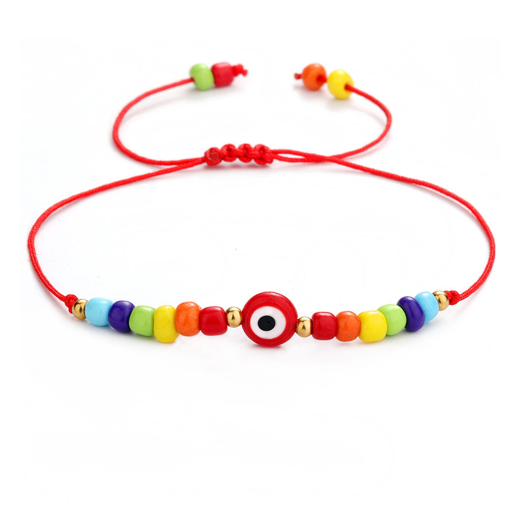 Evil Eye 7 Chakra Rainbow Color Bead Bracelets