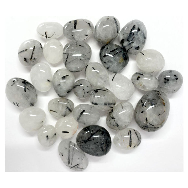 Black Rutile Quartz Tumble Stones