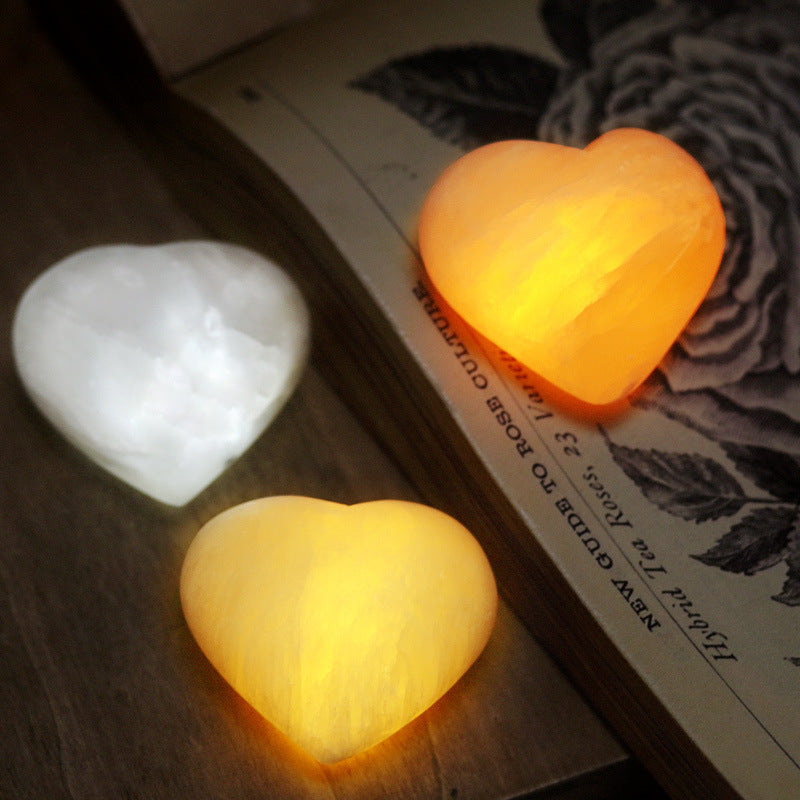 Selenite Heart LED Smart Sensor Light Ornaments