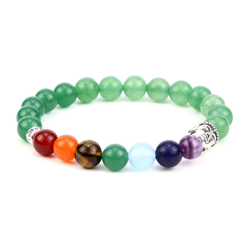 8mm Buddha Head 7 Chakra Crystal Bead Bracelets