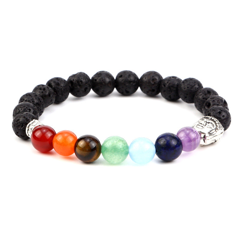 8mm Buddha Head 7 Chakra Crystal Bead Bracelets