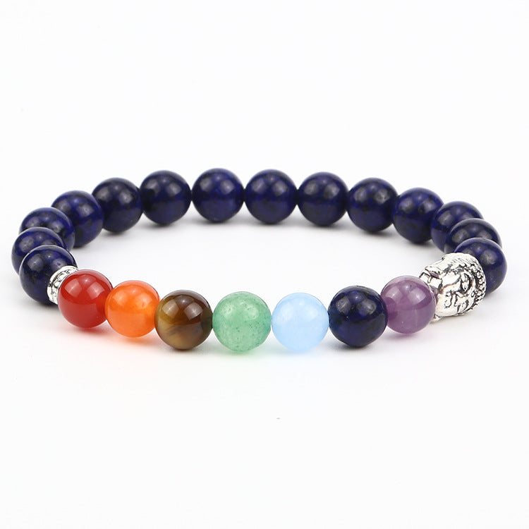 8mm Buddha Head 7 Chakra Crystal Bead Bracelets