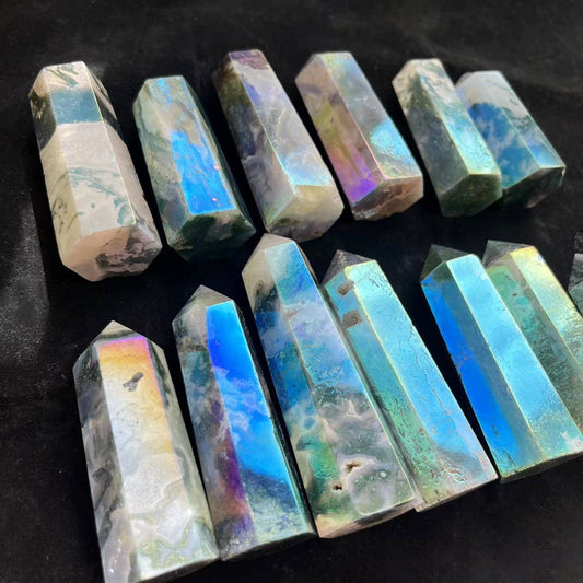 Angel Aura Moss Agate Point Wands