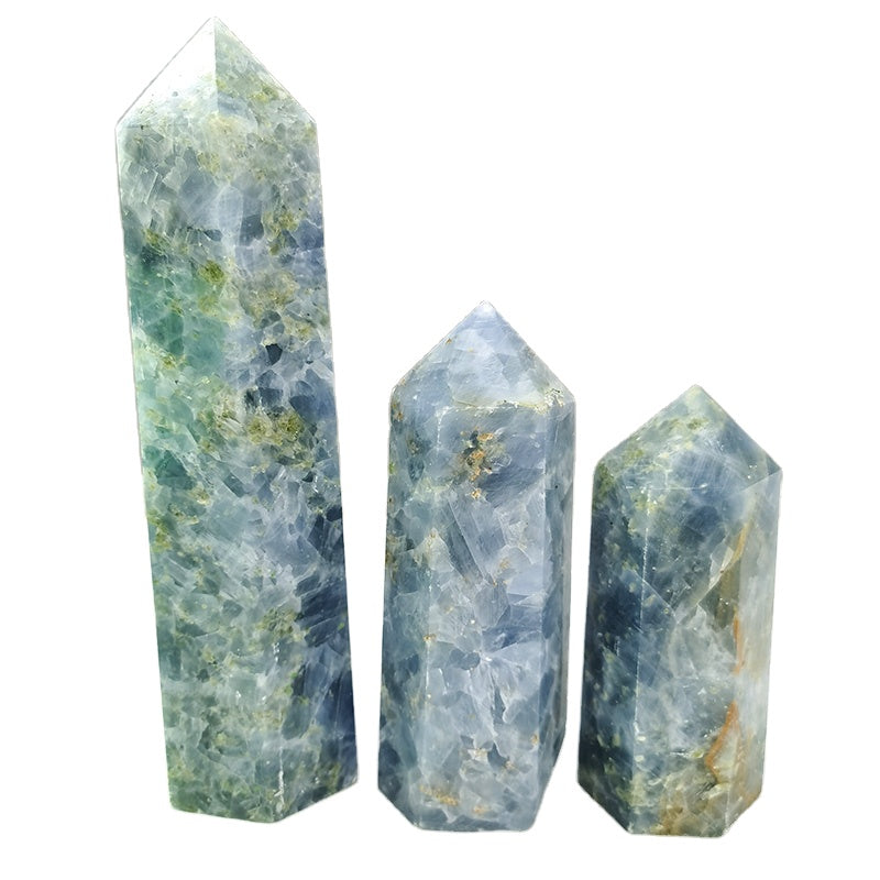 Blue Calcite Peridot Towers