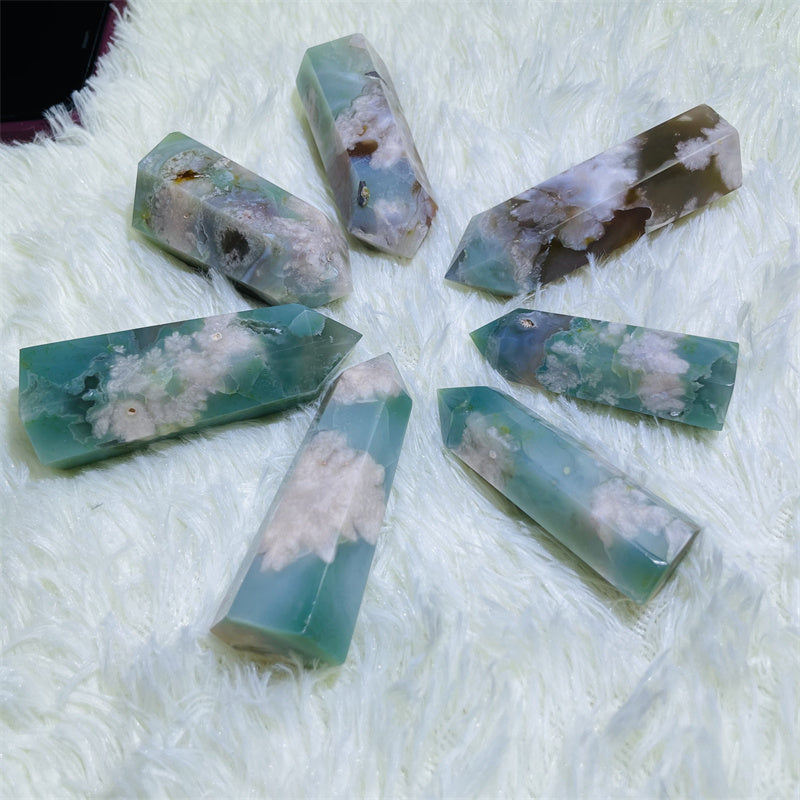 Green Cherry Blossom Agate Point Wands