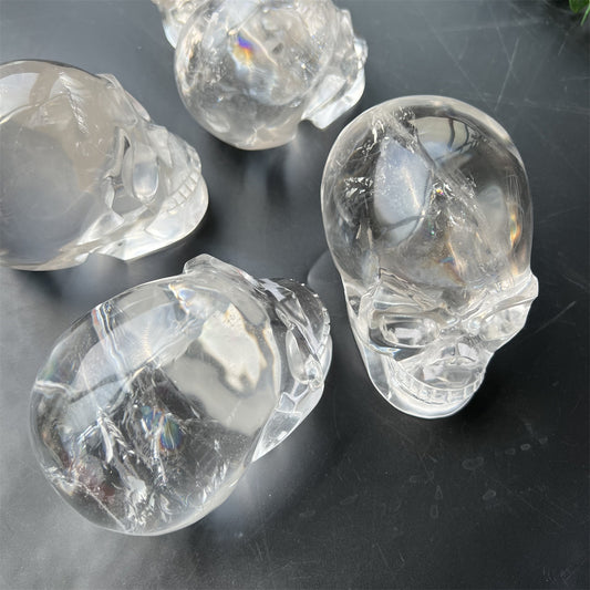 High Transparency Clear Quartz Skulls with Rainbow