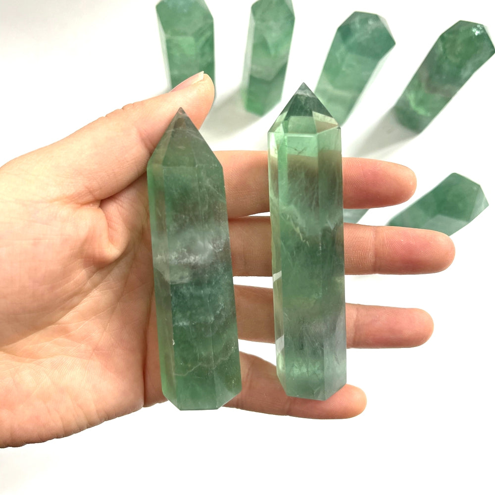 Green Fluorite Point Wands